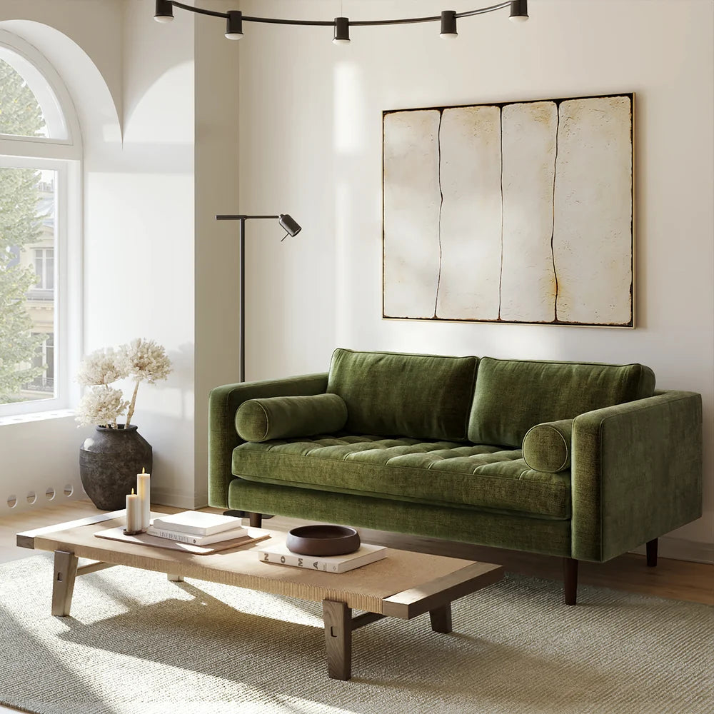 Napa 72" Velvet Apartment Sofa – Modern Compact Upholstered Sofa with Plush Seating