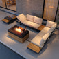 Tevara 4-Piece Outdoor Teak & Aluminum Modular Sofa Set with Coffee Table for 6 in Ivory