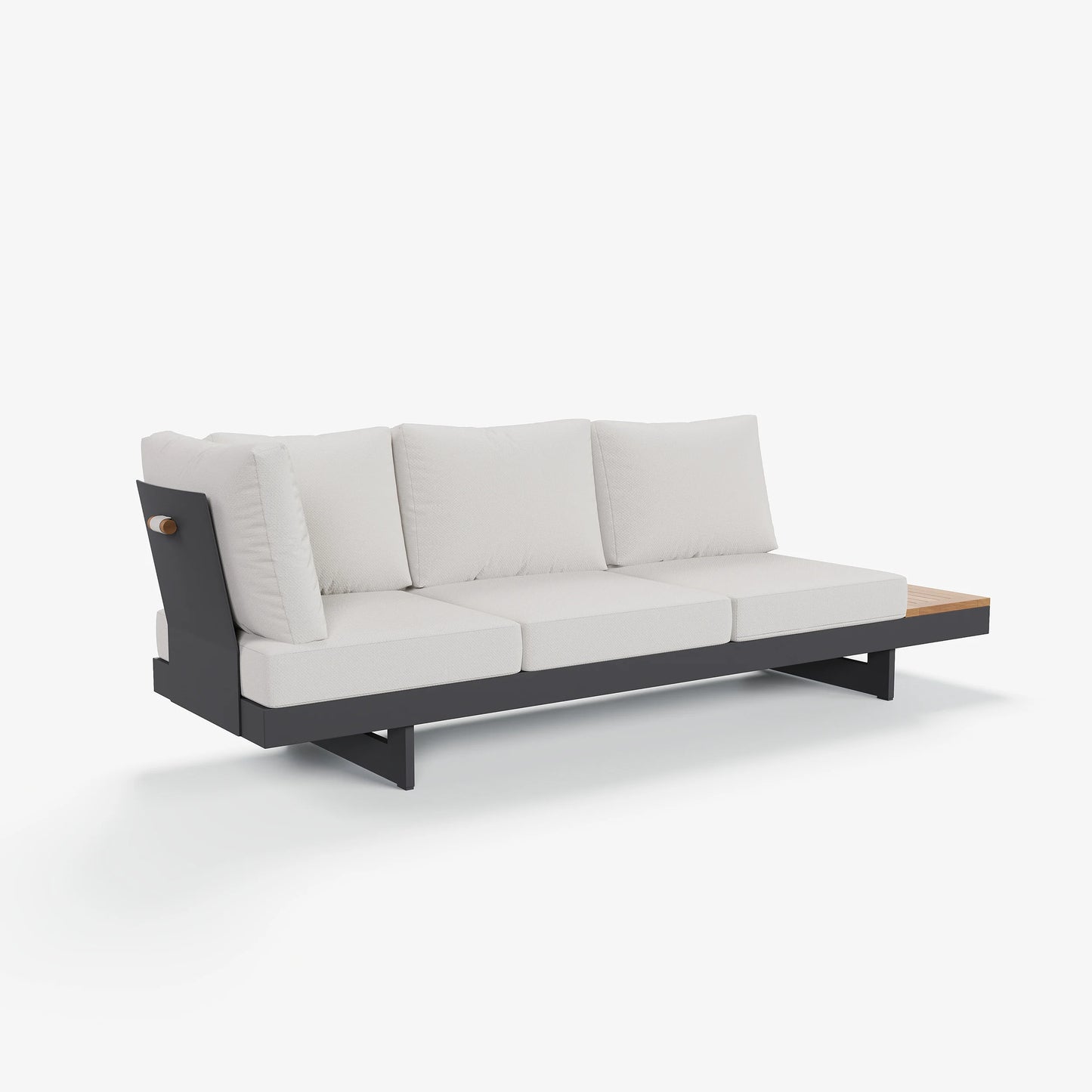 Tevara 4-Piece Outdoor Teak & Aluminum Modular Sofa Set with Coffee Table for 6 in Ivory