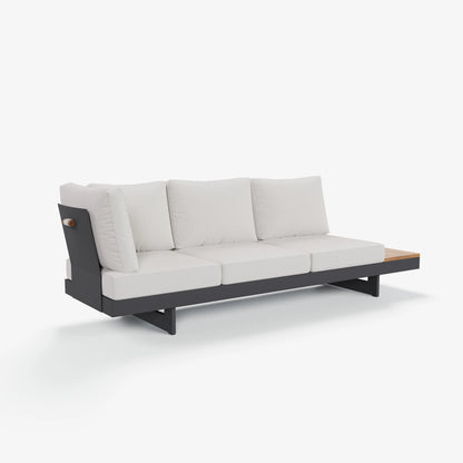Tevara 4-Piece Outdoor Teak & Aluminum Modular Sofa Set with Coffee Table for 6 in Ivory