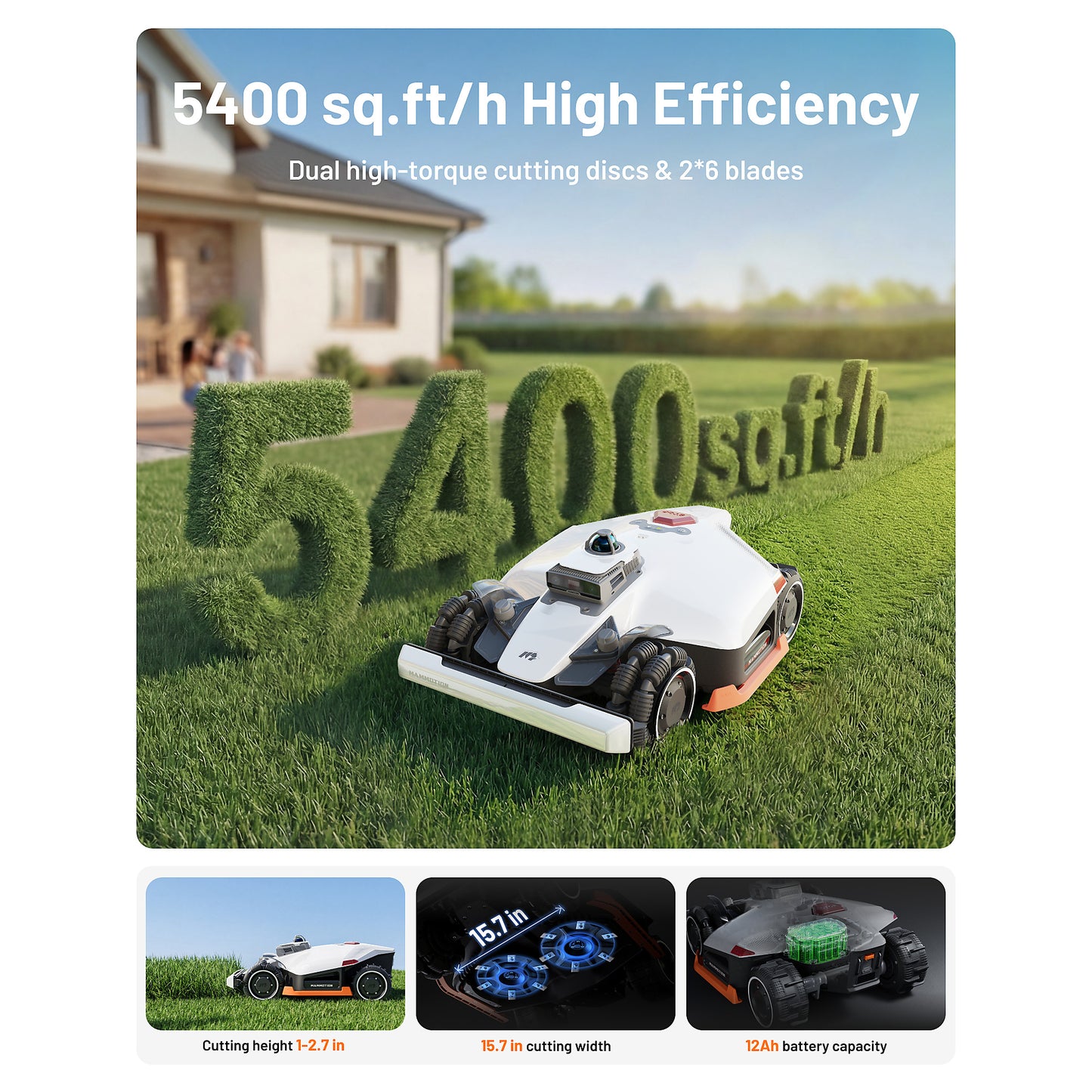Mammotion LUBA 3 AWD 5000 Robot Lawn Mower – Smart All-Wheel Drive Robotic Grass Cutter