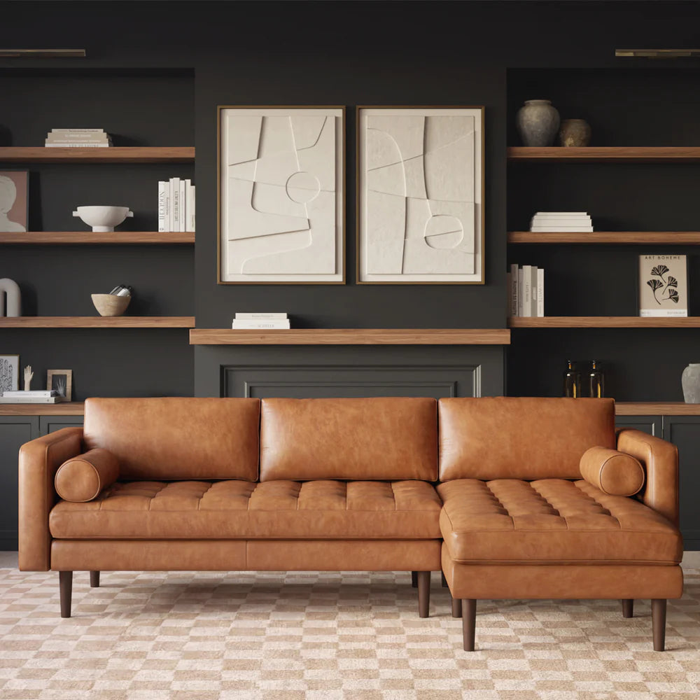 Napa 104.5" Leather Right-Facing Sectional Sofa – Modern Luxury Living Room Couch