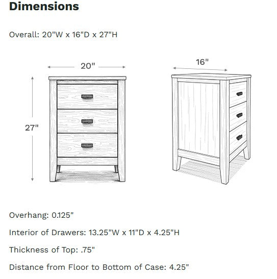 Andover Modern 3-Drawer Nightstand | Contemporary Bedside Table