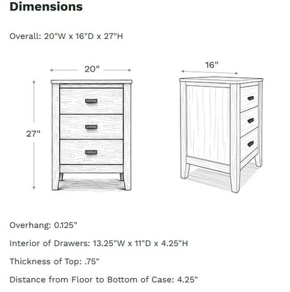 Andover Modern 3-Drawer Nightstand | Contemporary Bedside Table