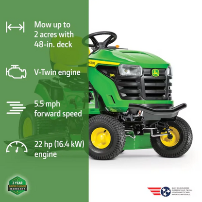 John Deere S140 48-in 22 HP V-Twin Gas Lawn Tractor