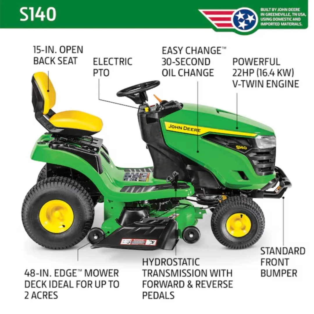 John Deere S140 48-in 22 HP V-Twin Gas Lawn Tractor